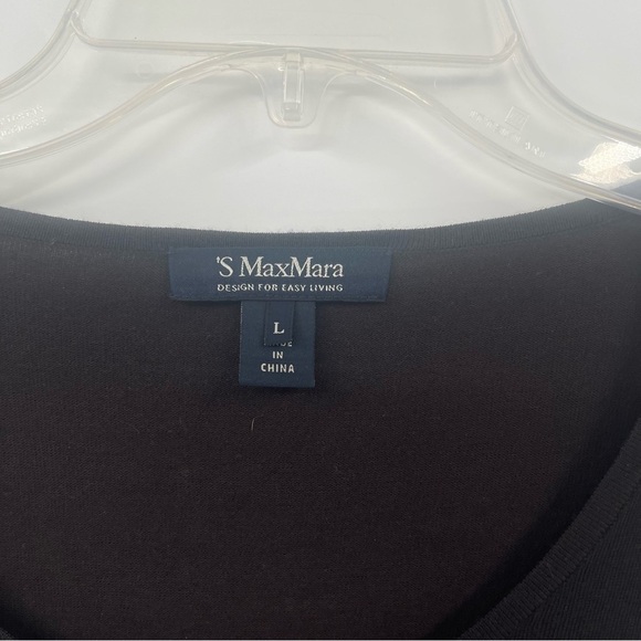 S Max Mara Knit Dress Knee Length Long Sleeve Wool Blend Size Large Black - Picture 8 of 8